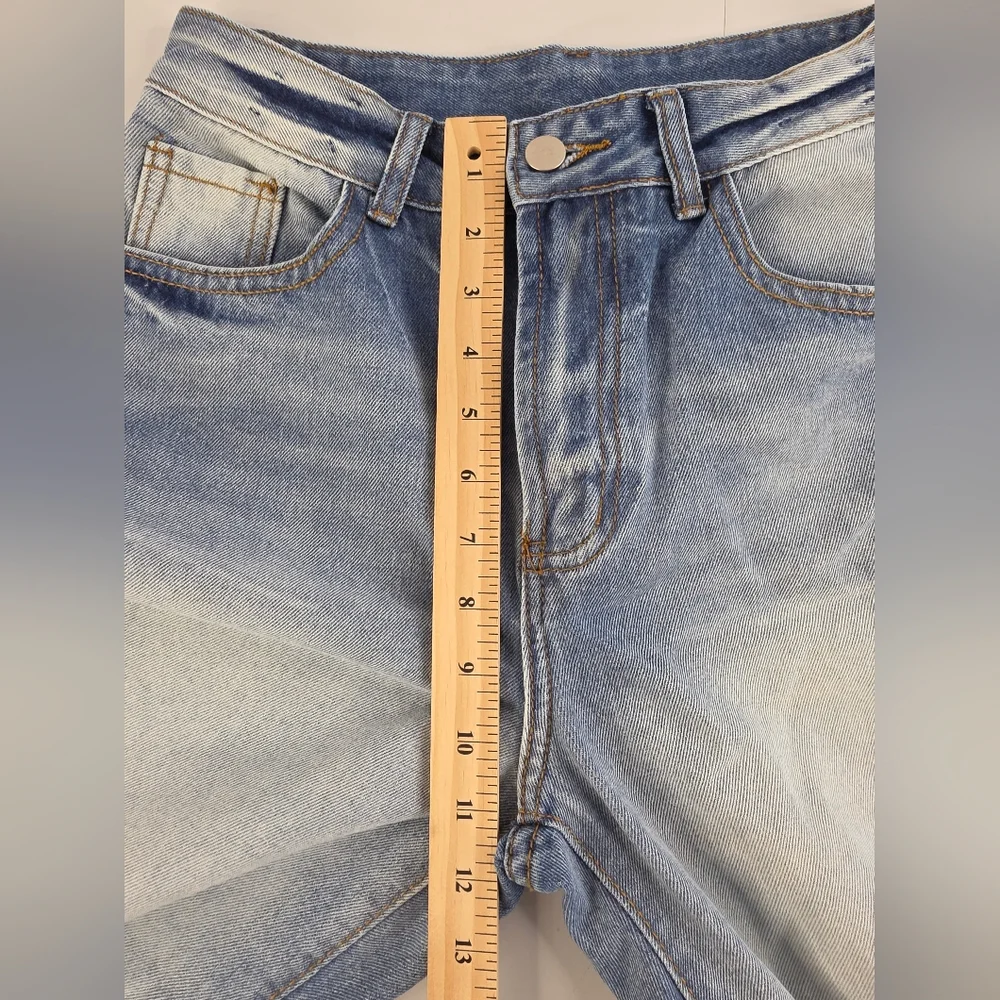 SHEIN Distressed Straight Leg Jeans Size 28 High Rise 3324-i